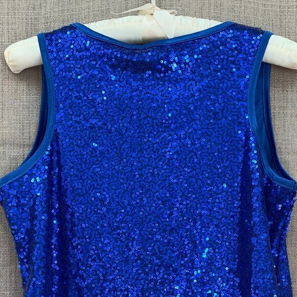 Blue Sequins Front and Back Sleeveless Top - Picture 13 of 15